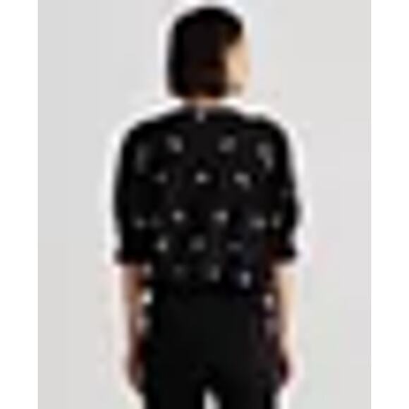 Lauren Ralph Lauren Black White Floral Embroidered Smocked Peasant Top Size 2X - Picture 3 of 11